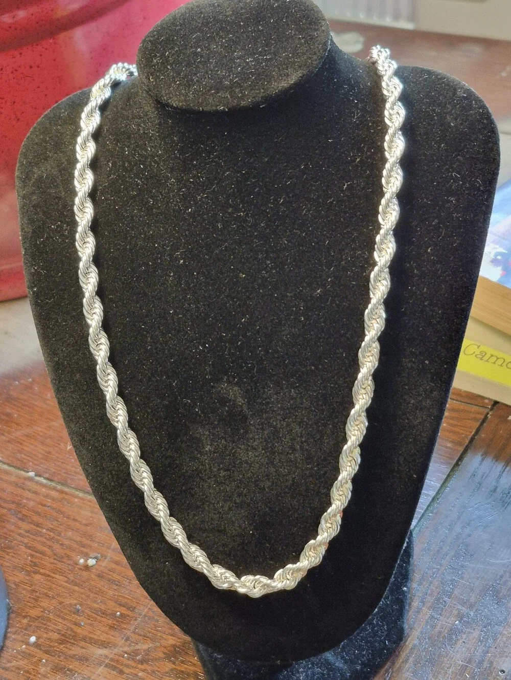A Necklace Made To Look Like A Real Silver Rope Chain Necklace 6mm 24 Inches
